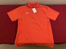 Nike 1/4 Zip Hooded Short Sleeve Coach Jacket Orange DV6755-891 Size Medium