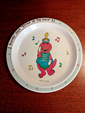 Vintage Barney the Dinosaur Child's Plate  8 1/4" "Strike up the Band"