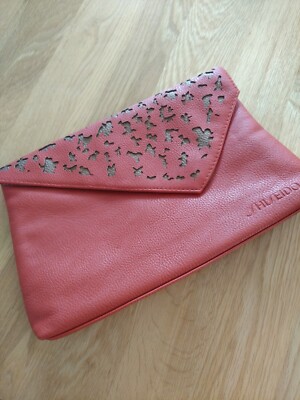 Shiseido Clutch Tasche Burnt Orange Leder Umschlag (NEU)