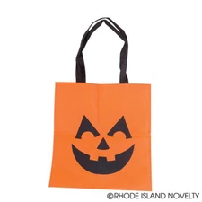 Rinco Halloween Jack-O Lantern 15in Trick or Treat Tote, Orange Black