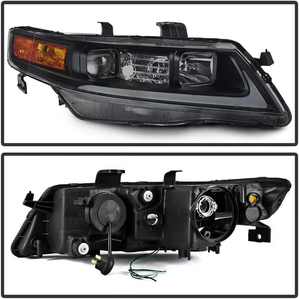 Faros proyectores de tubo LED negros ahumados izquierda+derecha Acura TSX CL9 2004-2008 Foto 3 de 4