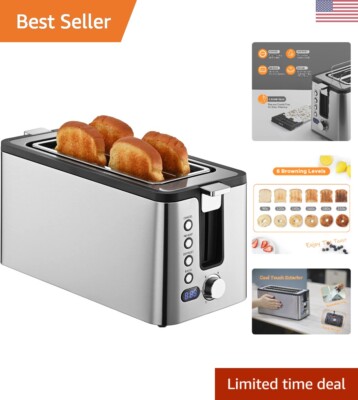 Slice Long Slot Toaster with Countdown Timer Warming Rack