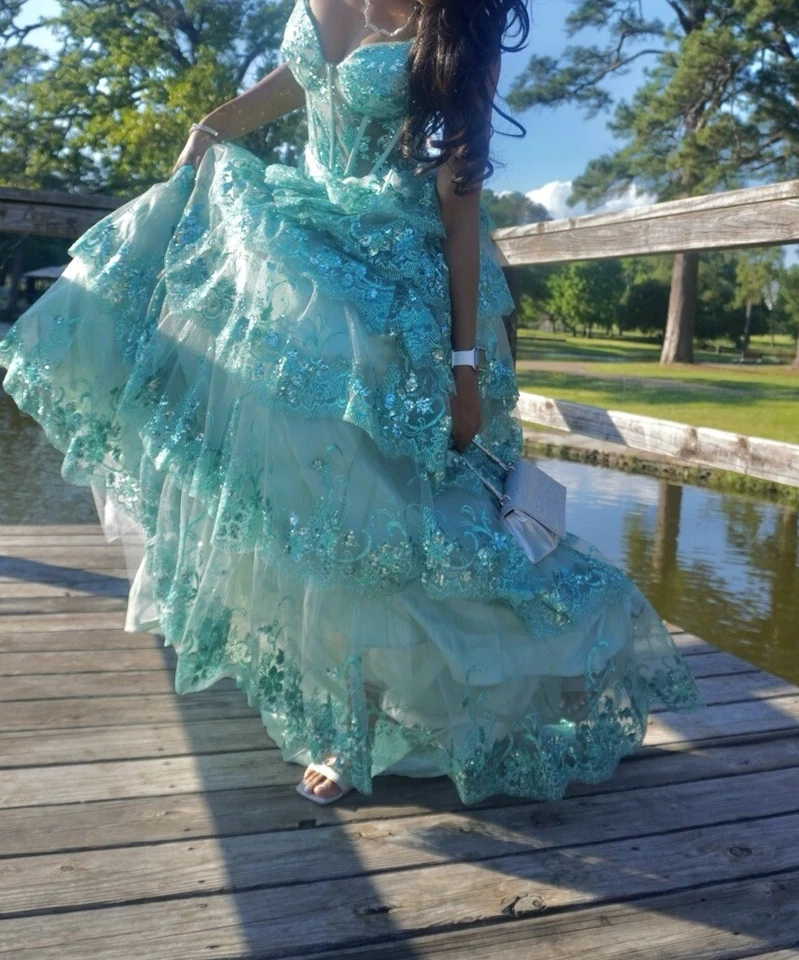 Size XS-S Turquoise Homecoming Dress - Image 2 of 4