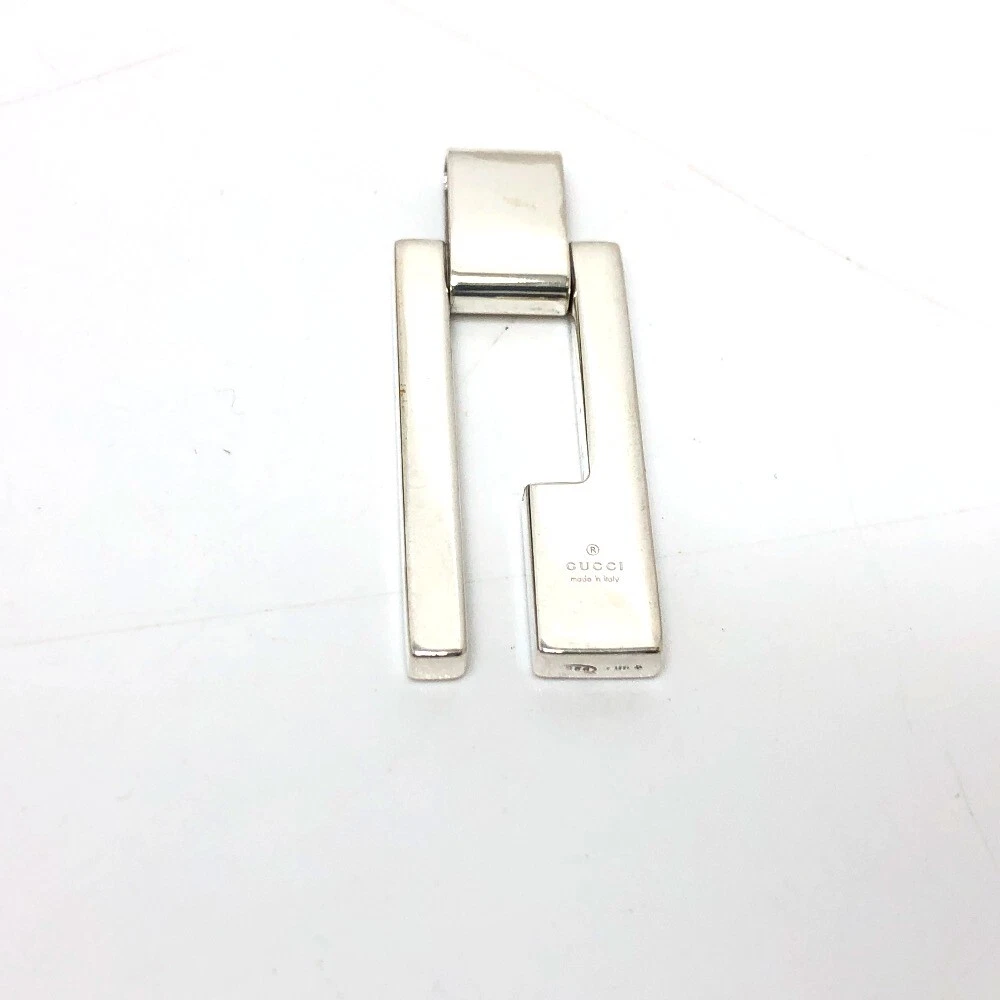 GUCCI G logo plaque collier breloque accessoires pendentif haut SV925 argent