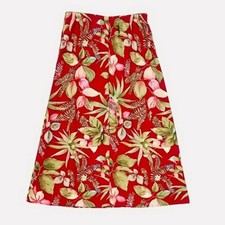 Sag Harbor Women s 1X Red Tropical Floral Print A Line Maxi Skirt