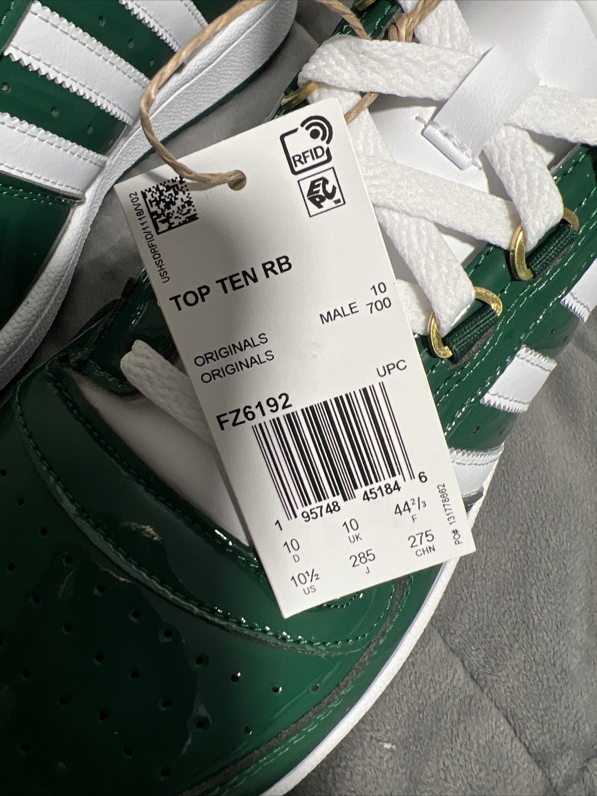 New Adidas ‘Top Ten’ Patent Leather Green Men's Retro High Top Shoes