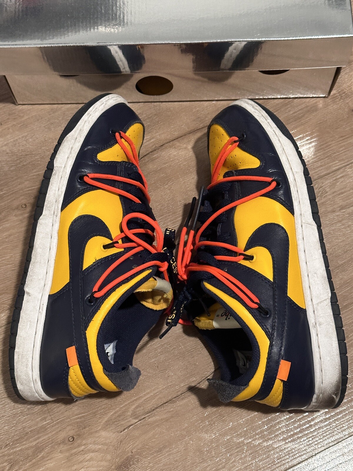 OFF WHITE X NIKE Taglia 9 5 Nike Dunk Low x BIANCO SPORCO oro universitario 2019