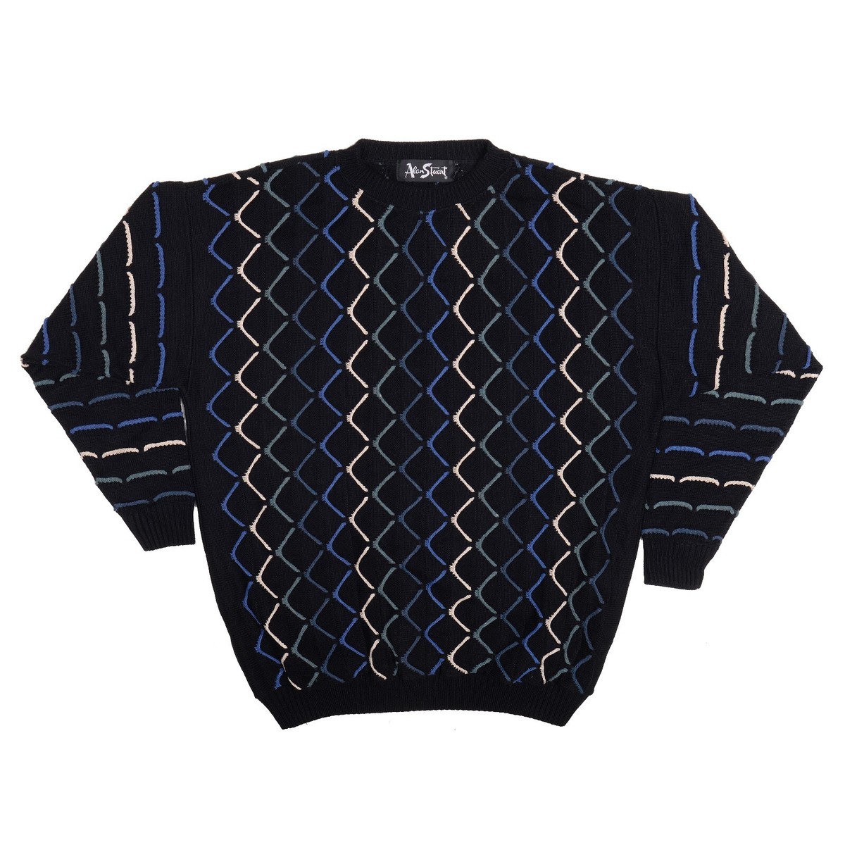 Vintage Alan Stuart Coogi Style Geometric Acrylic Sweater Mens