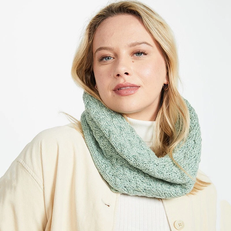 Irish Cable Scarf for Women Super Soft Merino Wool Made in Ireland One Size