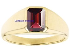 Natural Garnet Gemstone with 925 Sterling Silver Gold Plated Men's Ring 9332