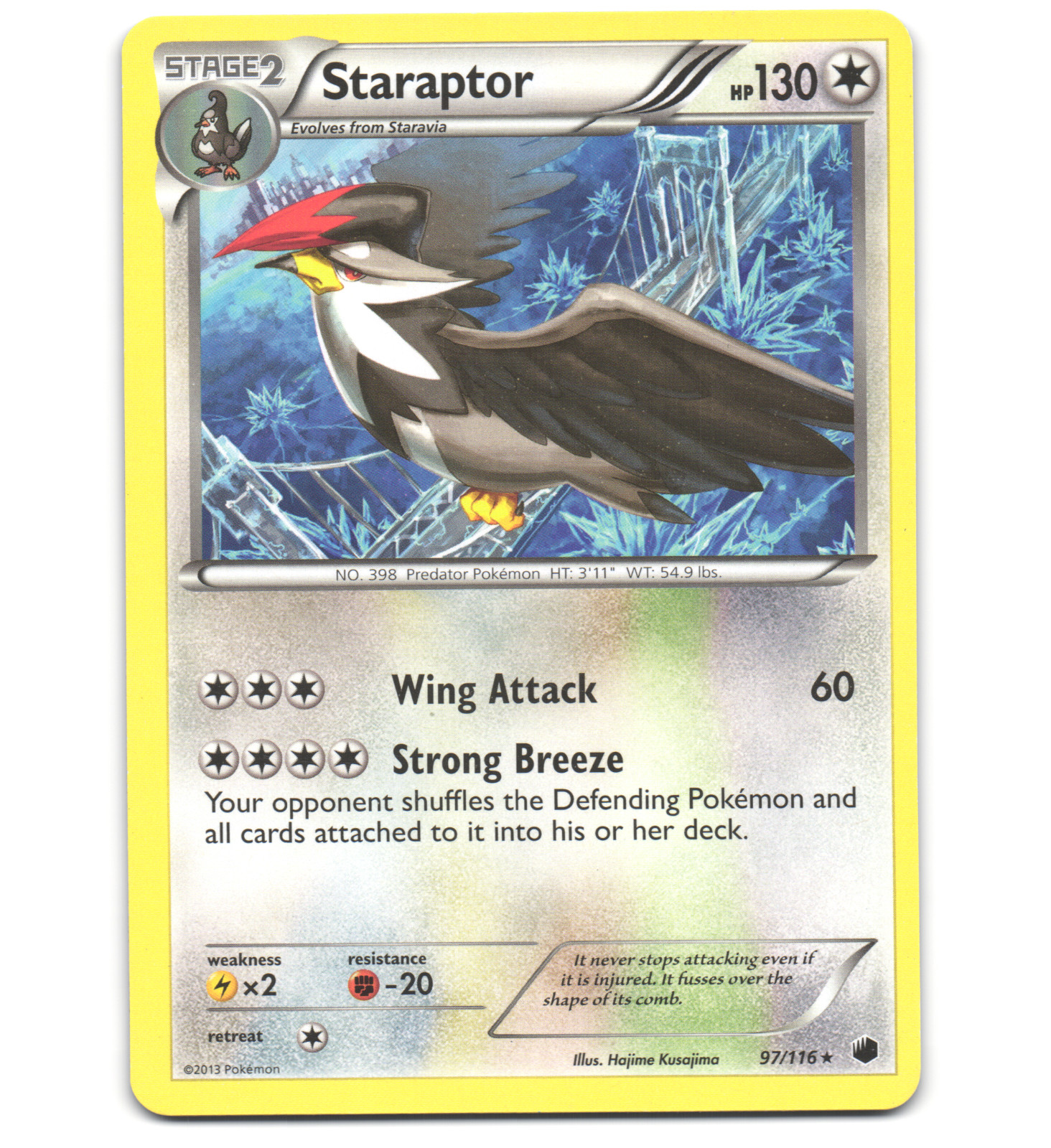 Pokemon 2013 Moderate Play Staraptor 97/116 Plasma Freeze Rare Card