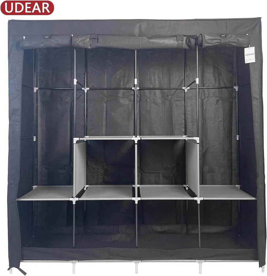 Tragbarer Kleiderschrank Platzsparender Modularer Kunststoffschrank mit Türen - Bild 4 von 4