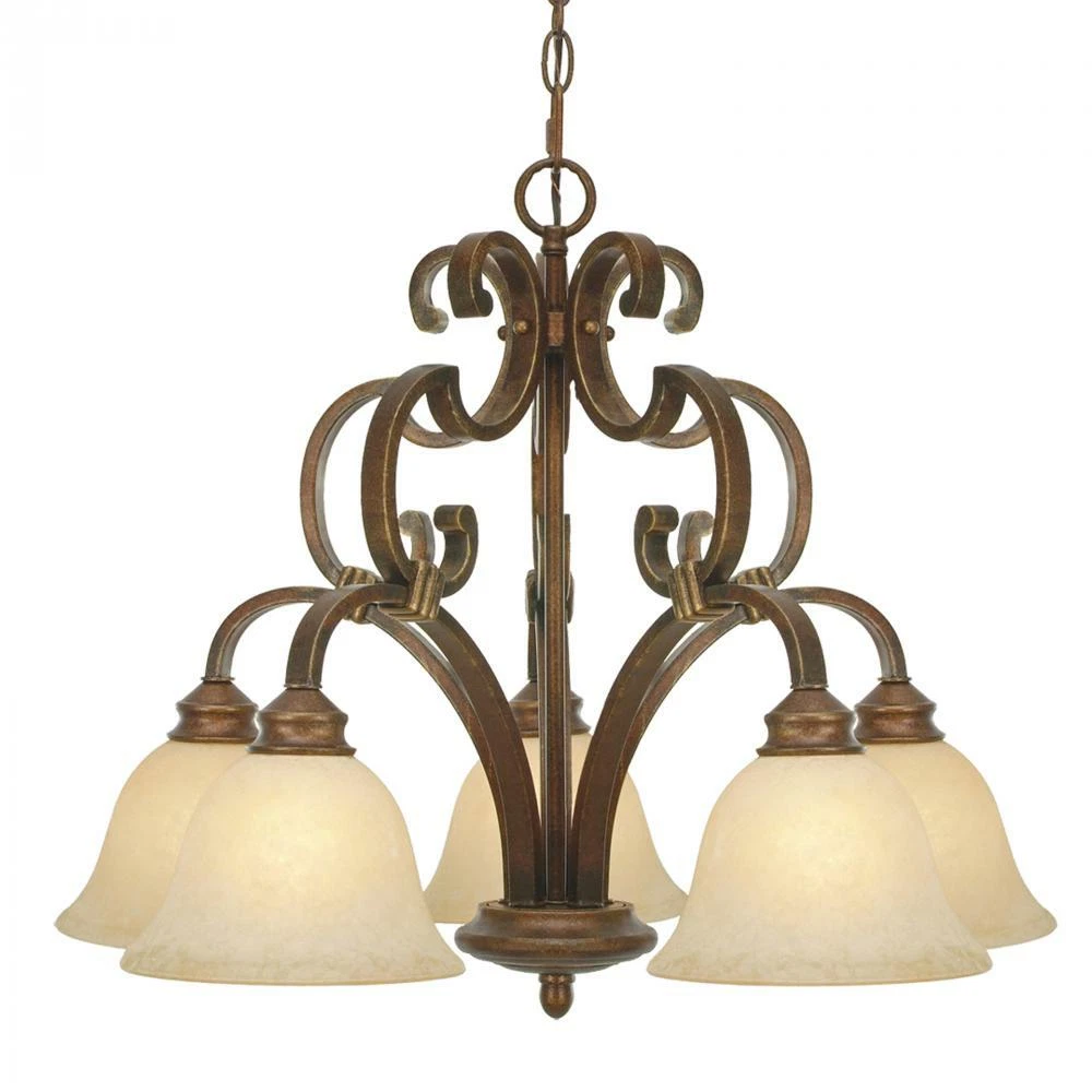 Golden Lighting Rockefeller 5 Light Chandelier in Champagne Bronze