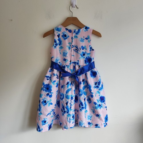 Bonnie Jean Girl Pink Blue Flower Special Occassion Dress Size 5 - Picture 4 of 6