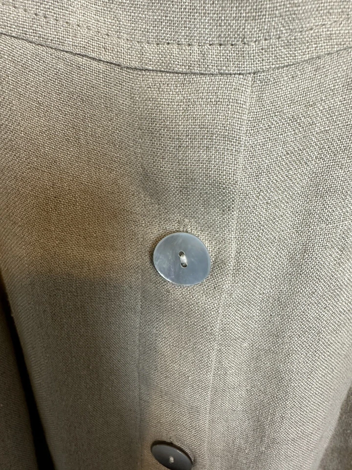 Maxi Vestido Vintage Smith & Hawken Lino Cuello Cuadrado Plisado Beige Campesino Boho Foto 3 de 4