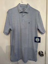 Quiet Storm Mens Tech Polo Shirt Medium Malibu Blue & White Stripes NWT Quiet Storm Mens Tech Polo Shirt Medium Malibu Blue & White Stripes NWT