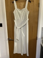 New Look Women's Black/White Polka Dot Jumpsuit Size 12 Strappy Top VGC