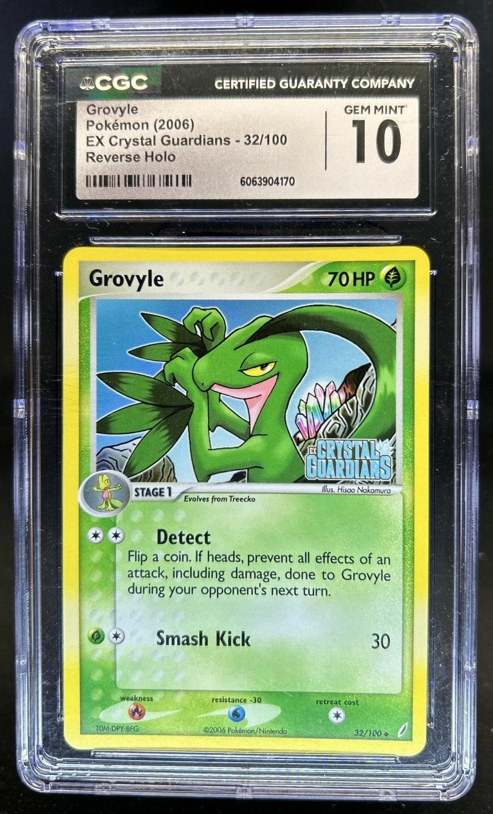 2006 Pokemon EX Crystal Guardians Grovyle Reverse Holo #32/100 CGC 10