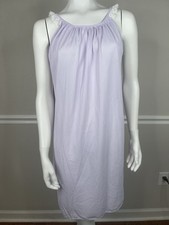 Vintage Silky Lavender Embroidered Nylon lace trim Nightgown Women  s Medium