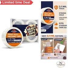 Heavy Duty Packing Tape Clear 3.1 Mil 4 Refill Rolls 2 Inch 55 Yards Box