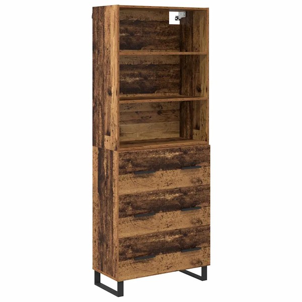 Highboard 2 StüCk Aus Altholz Und Holzwerkstoff Mit Schubladen-image