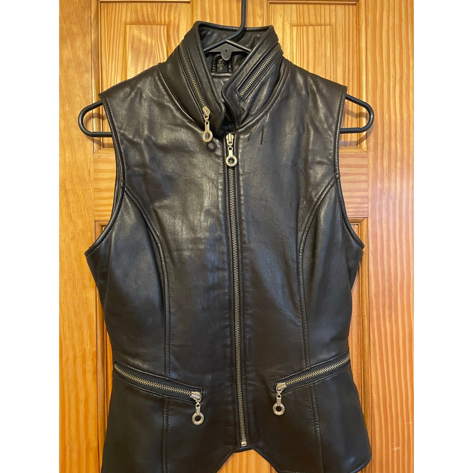 Vintage Rem Garson The Second Skin Black Leather Moto Vest Women’s S