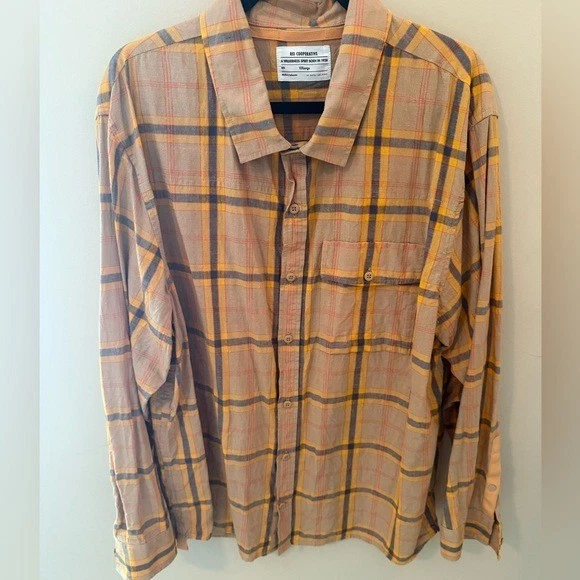 REI Cooperative Shirt Plaid Button Up Outdoor Fall Hiking Mens XXL cotton hemp