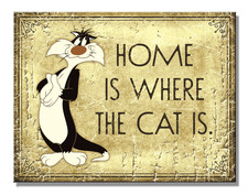 Sylvester Home is where cat is Looney Tunes sign 8.25" x 10.75" inch Made in USA