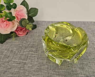 Stunning Vintage Josef Hospodka for Chribska Crystal Ashtray Glass Lime Green