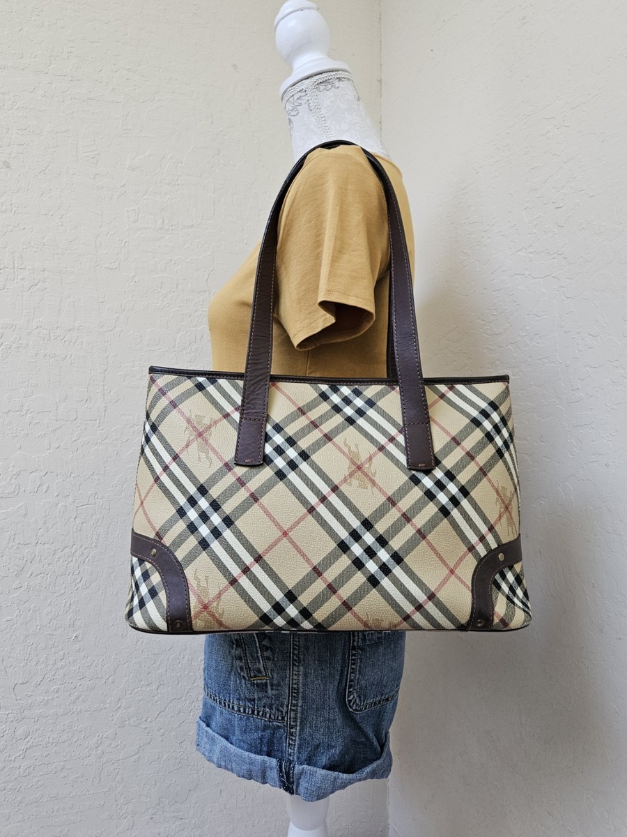 Burberry Haymarket Check Top Zip Tote Bag AUTHENTIC | eBay