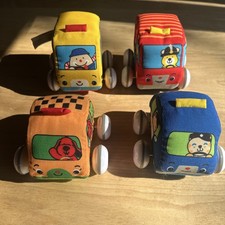 Lot Of 4 Melissa and Doug K's Kids Pull-Back Soft Town Vehicles Baby Toys