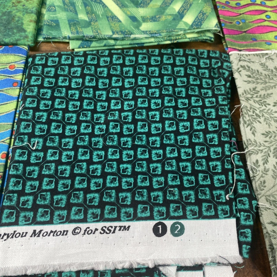 CUARTOS GRASOS PARA ACOLCHADO Y ARTESANÍA Lote de 6 Tela, Geométrica, Verde, Azul Foto 4 de 4