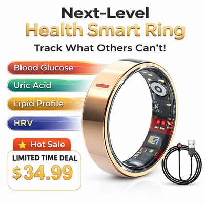 #ad #ad Smart Ring Blood Glucose Uric Acid Lipids HRV Sleep Fitnes Tracker for Women Men $34.95