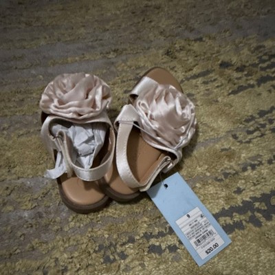 Cat & Jack Girls Ivory Flower Strappy Sandals Size 9