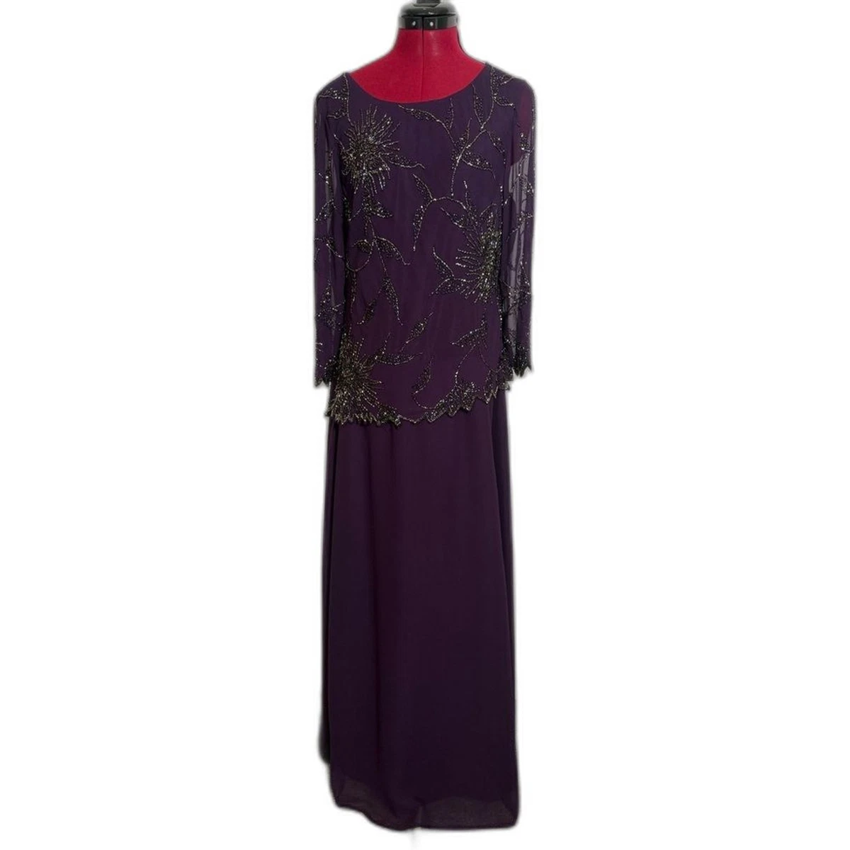 j kara women's 3 4 sleeve beaded dress J Kara Womens 3/4 Sleeve V-Neck Beaded Faux Wrap Long Dress Teal Blue –  Biggybargains main image 1