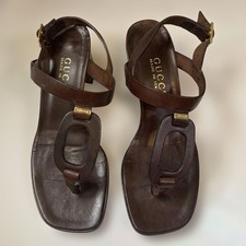 GUCCI Sandali infradito pelle marrone donna misura stima da immagini tacco elegante