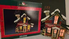 Vtg Kurt S Adler Claus & Co Workshop Snowtown Village Lighted with box