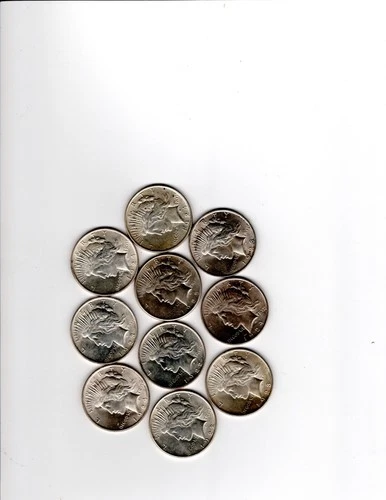 Ten AU Philadelphia Peace Dollars