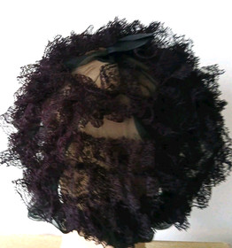 2 VTG ANTIQUE LACE CAPS HAIR NETS BED LINGERIE ROLLERS PASTELS & BLACK/DARK BRN