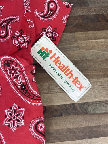 Vintage Health-tex 1970s Western Red Bandana Print Button Up Collar Shirt 4T NOS - Picture 2 of 7