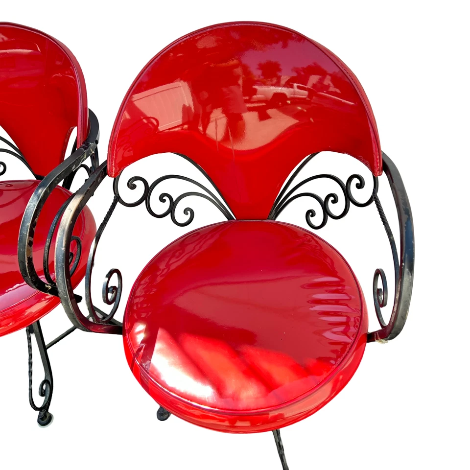 Vintage Hollywood Regency Wrought Iron Butterfly Swivel Club Chairs Set of 4 - Image 2 of 4