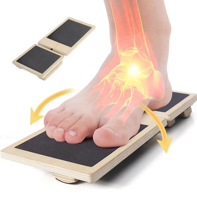 Wood Balance Board Wobble Trainer Non Slip Ankle Strength Foot Exercise Tool