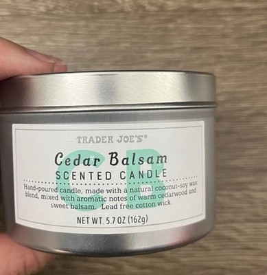 Trader Joe's Cedar Balsam Scented Candle 5.7oz Lead Free Cotton Wick