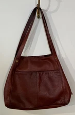 American Leather Co Warm Brown Leather Tri-Compartment Shoulder Bag