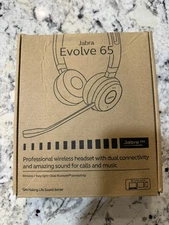 Jabra Evolve 65 MS Wireless Headset, Link 370 USB Adapter NEW