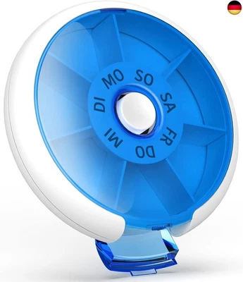 JADUOHER Tablettenbox 7 Tage Rund Pillendose Medikamentenbox Klein Tablettenspender