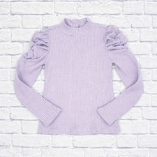Janie and Jack Girls Lavender Ribbed Puff Sleeve Sweater Size 8