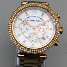 Michael Kors MK5491 Womens 39mm Rose Gold Tone Chronograph New Battery 6"