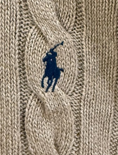 Polo Ralph Lauren Suéter Tejido con Cable Algodón Manga Larga Pullover Tostado Para Hombres 4XB - Imagen 2 de 7