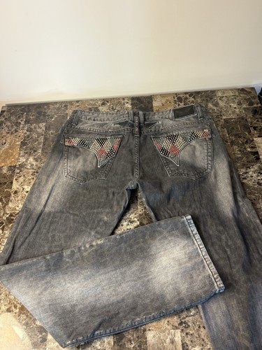 Robin’s Jeans Herren 38 Gepard Leoprint schwarz rot lange Klappe
